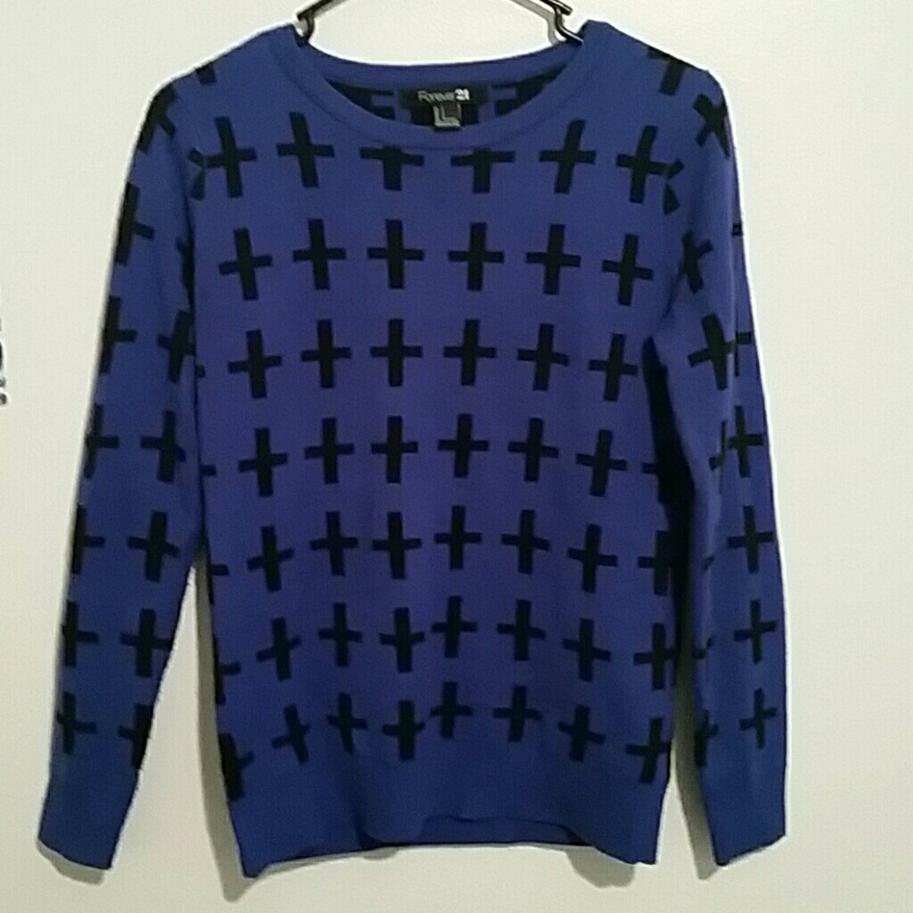 DONATING 5 for $25 Blue sweater black crosses - Picture 1 of 1